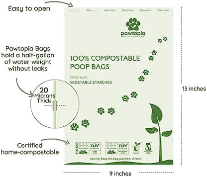 Pawtria Home Compostable Dog Poop Bag Rolls, 240 Bags, 16 Rolls