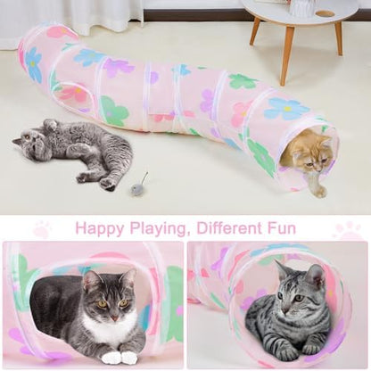 Glittme S-Shape Cat Tunnel, Foldable Cat Tunnels for Indoor Cats