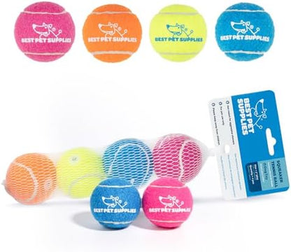 Best Pet Supplies Interactive Squeaky Dog Chew Toy, Ideal Dog Toys for Chewers, Small, Medium & Large Dogs, and Fetch Lovers - Tennis (Assorted Color), Small (Pack of 4)