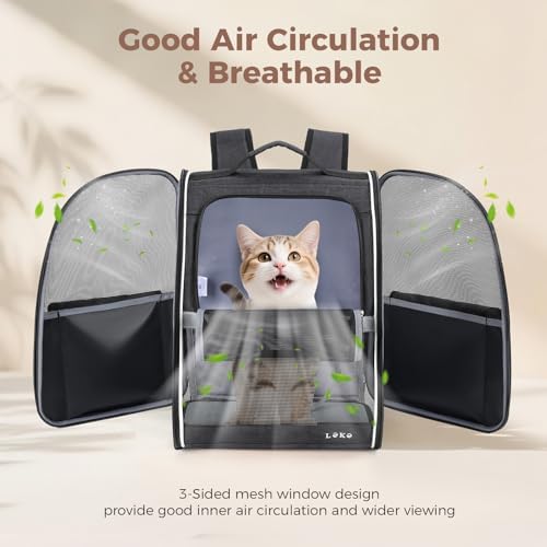 Lekereise Dog Carrier Backpack for Small Medium Large Dogs Cats up to 25 lbs, Breathable Pet Backpack Carrier with 3 Entrances, Collapsible Cat Backpack Carrier, Travel Hiking Puppy Backpack