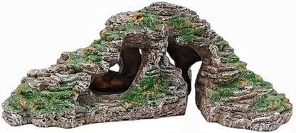 Reptile Hideouts,Resin Reptile Cave Habitat for Leopard Geckos, Lizards, Turtles, Snakes and Amphibians. (Circular Island Platform, Large)