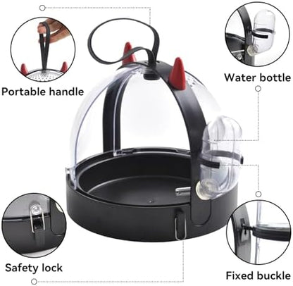 Portable Hamster Cage Travel Bag, High Permeability Hamster Travel Carrier with Water Bottle Small Pet Hamster Travel Carrier Cage for Hamster Gerbils Mice Guinea Pigs Sugar Glider(Black)