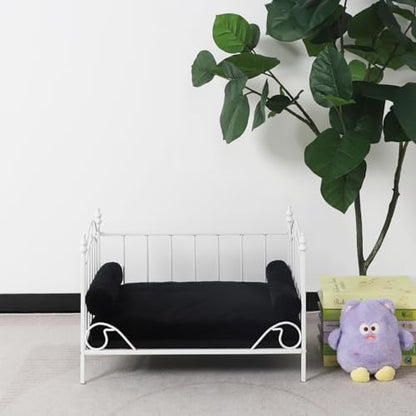 Pet Sofa Bed, Cat Bed,Dog Bed,Cat Couch,Pet Couch,Metal Frame and Detached Velvet Cushion，Cool Dog Couch for Small Cats &Dogs&Puppy Summer Using (White)