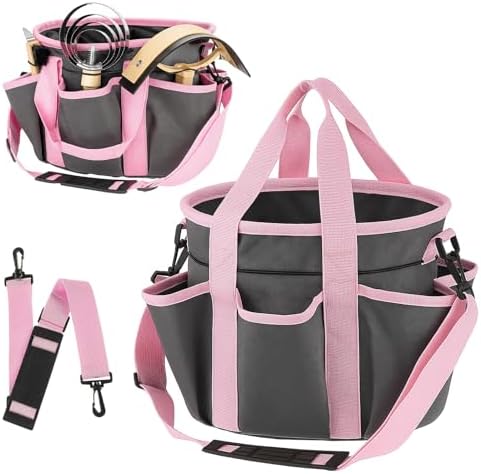 Abbylike Grooming Tote,Stylish,10.63 x 10.63 x 9.45 Inch,Grey and Pink