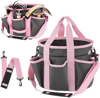 Abbylike Grooming Tote,Stylish,10.63 x 10.63 x 9.45 Inch,Grey and Pink