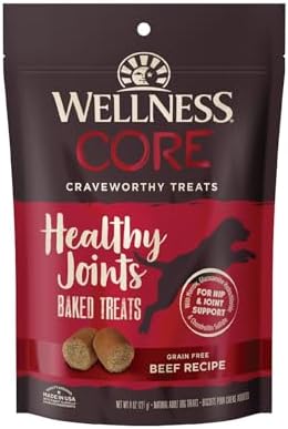 Wellness CORE Healthy Joints Soft Dog Treats, Natural, Grain Free, Beef Recipe, 9 oz Bag