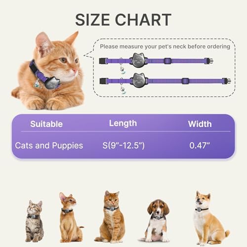 AirTag Cat Collar, Reflective Breakaway Collar, Hidden Holder with Bell