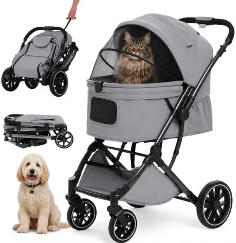 MUTTROS Pet Stroller for Dogs & Cats, 66lbs, Gray