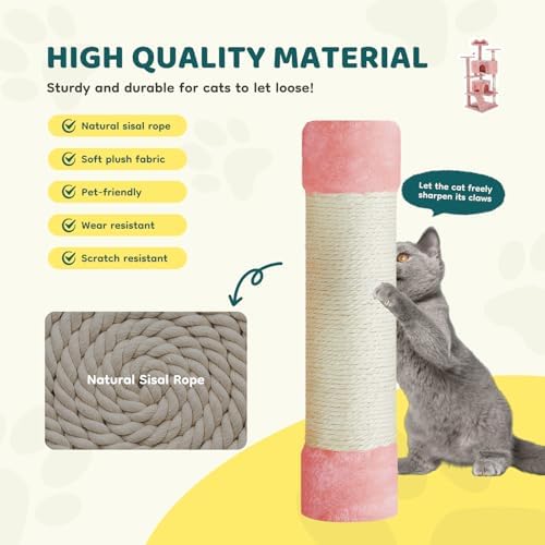 DUMOS 54 Inch Cat Tree Tower with Scratching Posts, Indoor Use
