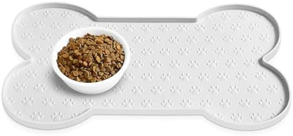 PWTAA Dog Food Mat Anti-Slip Silicone Dog Bowl Mat Thicker Pet Placemat Waterproof Cat Feeder Pad with Raised Edge Puppy Kitten Feeding Mats Suitable Small Medium-Sized Dogs Cats Eating Tray