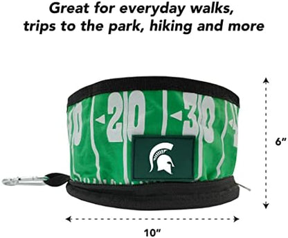 Pets First NCAA Michigan State Spartans Collapsible Dog Travel Bowl Set, 2 Pack Food & Water Bowls for Dogs, Best Portable & Lightweight Leak-Proof Dog Bowls for Travel