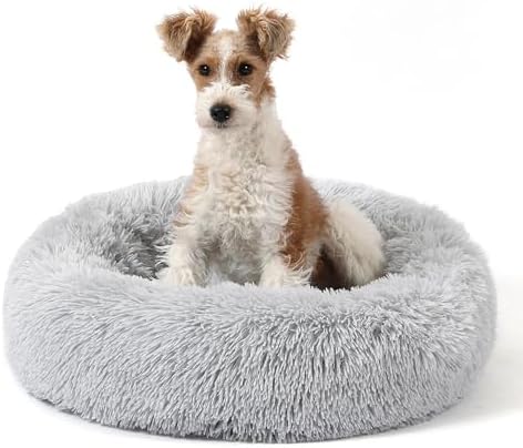 NOYAL Donut Dog Bed for Small Medium Pets, Plush Calming Faux Fur