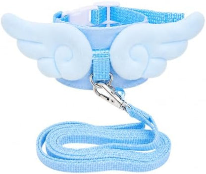 Ferret Harness and Leash Set for Adult Ferrets, Cute Angel Wing Small Animal Vest Harness, Adjustable for Ferrets Kittens Mini Dogs Blue1536-2