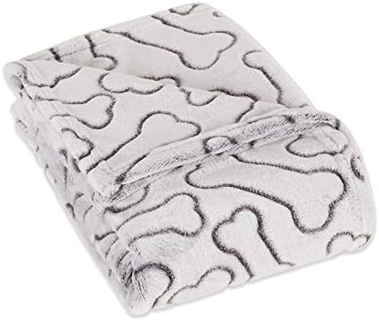 Bone Dry Embossed Bone Collection, Pet Blanket, 36x48, Black