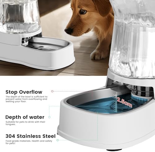Automatic Dog Water Dispenser, Stainless Steel Bowls Feeder, 100% BPA-Free