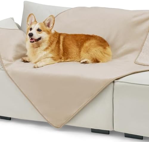 Bedsure Waterproof Dog Blankets for Large Dogs Sherpa Fleece Throw, 40X50