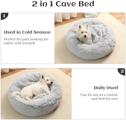 Hooded Blanket Donut Cave Bed for Small Medium Dogs and Cats