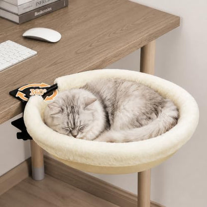 Cat Desk Bed, 16"x16" Rotating Cat Bed for Desk Holds Up to 50 lbs