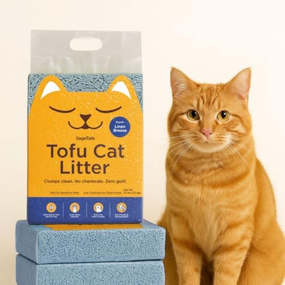 Natural Tofu Cat Litter, Fast Clumping and Scoops Easy, Dust-Free, Low Tracking, Quick Drying & Odor Control, Eco-Friendly Plant-Based Cat Litter 5.5lb/88oz – Linen Breeze (1 Pack)