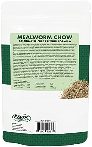 Exotic Nutrition Mealworm Chow 1 lb. - Highly Nutritional Healthy Feed for Breeding Live Feeder Mealworms (1 lb)