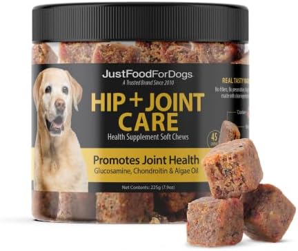 JustFoodForDogs Dog Hip & Joint Chew Supplement, Glucosamine for Dogs -45Ct