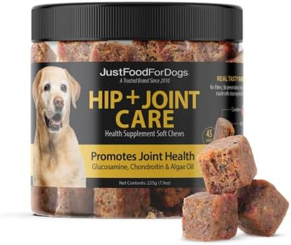 JustFoodForDogs Dog Hip & Joint Chew Supplement, Glucosamine for Dogs -45Ct