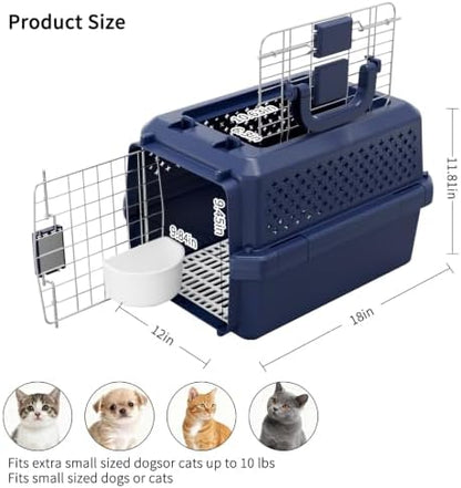 RIZZARI Travel Crate Small Dog Carrier: Secure Door Portable Handle Design