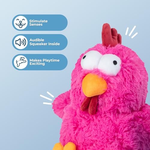 Best Pet Supplies Squeaky Plush Dog Toy - Mrs. Cluck, Fuchsia