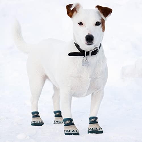NFL Philadelphia Eagles Anti Slip Dog Socks with Elastic Ribbed Top, Size Medium/Large. Indoor/Outdoor Socks, Best Dog Paw Protector, 2 Pairs, Cool Puppy Supplies with NFL Logo of Eagles Team