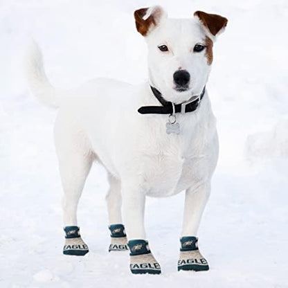 NFL Philadelphia Eagles Anti Slip Dog Socks with Elastic Ribbed Top, Size Medium/Large. Indoor/Outdoor Socks, Best Dog Paw Protector, 2 Pairs, Cool Puppy Supplies with NFL Logo of Eagles Team