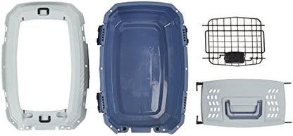 Amazon Basics 2-Door Top-Load Hard-Sided Pet Travel Carrier for Cats and Small Dogs, 19" L x 12.6" W x 10" H, Gray & Blue