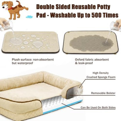 Large Dog Sofa Bed with Reusable Potty Pad