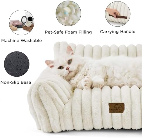 Bedsure ComfyFleece™ Shown on TV Cute Dog Couch for Medium Dogs,36in Cream
