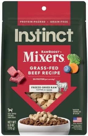 Instinct Freeze Dried Mixers, Dog Food Toppers, Beef, 6 oz. Bag
