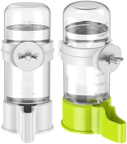 Pawfly 2 Pcs Bird Water Dispenser, Automatic Bird Water Feeder, Plastic Bird Cage Water Dispenser, White&Green Parrot Waterer for Parakeet Cockatiel Budgie Lovebirds (Not Fit for Food Feeding)