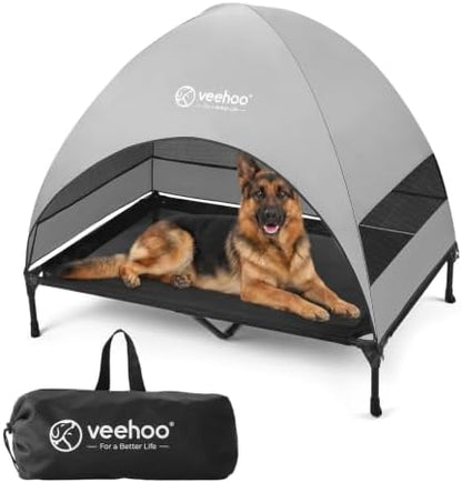 Veehoo Outdoor Dog Bed with Canopy, Cooling Elevated Dog Shade for Outside
