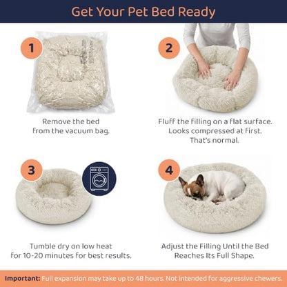 Calming Donut Dog Bed for Small Dogs, Round Dog Bed for Medium & Large Dogs