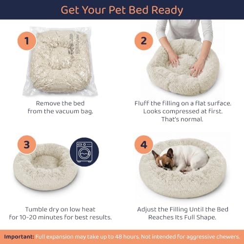 Calming Donut Dog Bed for Small Dogs, Round Dog Bed for Medium & Large Dogs