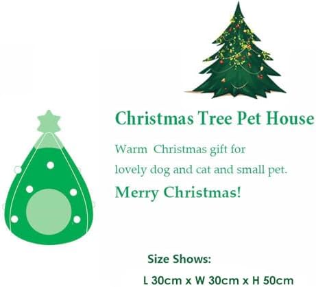 Christmas Cat Beds, Christmas Tree Cat Beds House, Portable Indoor Cat Igloo Xmas Bed Cave for Small Dogs and Small Animals, Green