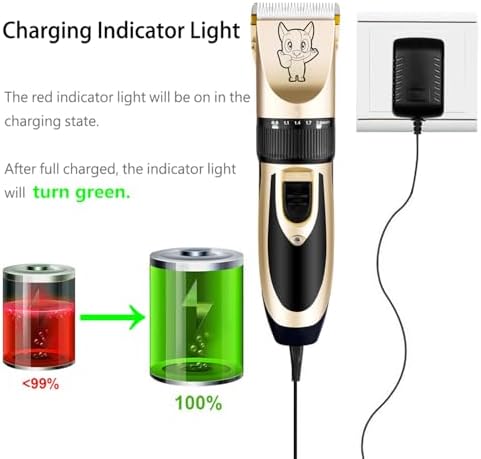 Highdas Dog Clippers for Grooming Low Noise, Cordless Electric Dog Grooming Kit Clippers Rechargeable, Quiet Dog Shaver, Pet Hair Trimmer Kit for Dogs & Cats (Gold)