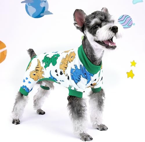 XPUDAC 4 Pieces Dog Pajamas Soft Puppy Pjs Stretchable Boy Doggie Clothes for Small Medium Dogs Cat Pet Outfits, 154-XS