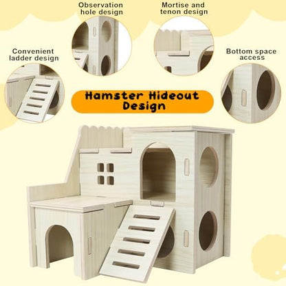 Hamster Hideout Tiny Maze Wood House with Slide (Pygmy Rats Only)