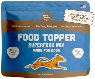 Smart Cookie Natural Dog Food Topper - Superfood - Salmon Dog Meal Mixer for All Ages - Food Topper for Picky Eaters and Boosting Nutrition - Non GMO, Made in The USA - 7 oz Bag (15 Day Supply)