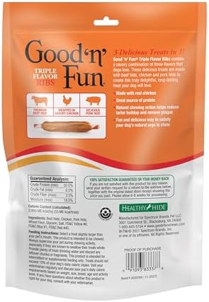 Good 'n' Fun Ribs Long-Lasting Dog Treat Made With Real Protein, 4 oz