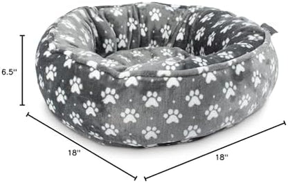 Fringe Studio Paw Dot Charcoal Small Circle Microplush Pet Bed 18" - Poly Filled - Machine Washable
