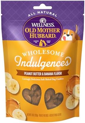 Wellness Old Mother Hubbard Wholesome Indulgences Soft-Baked Dog Biscuits, Natural Treats, Peanut Butter and Banana Flavor, 10 oz Bag