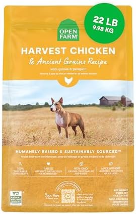 Open Farm Ancient Grains Dry Dog Food, Harvest Chicken Kibble, 22lb Bag