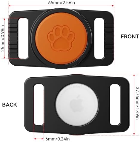 GOCII for Airtag Dog Collar Holder 2 Pack,Waterproof Dog Collar Holder for Apple AirTag(Gen 1 & 2),Silicone Air Tags Case for Dog Collars(Black & Orange)