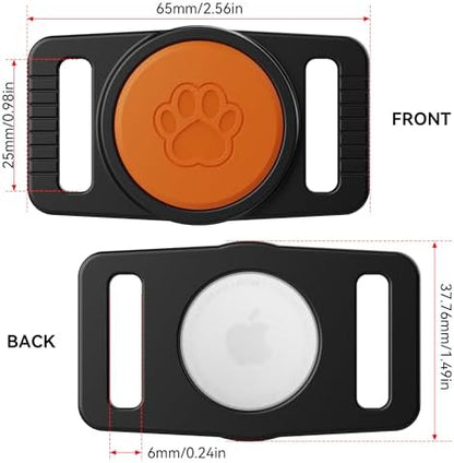 GOCII for Airtag Dog Collar Holder 2 Pack,Waterproof Dog Collar Holder for Apple AirTag(Gen 1 & 2),Silicone Air Tags Case for Dog Collars(Black & Orange)