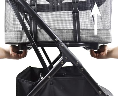 ROODO 2026 Upgraded Version 3-in-1 Dog Cat Stroller with Detachable Carrier Folding Lightweight Portable Travel Pet Gear All-Terrain Puppy Doggie Kitty Bunny Stroller for 35 lbs(Grey Lattice)
